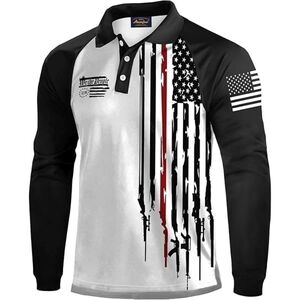 Mainfini We The People 1776 American Flag Rifle Graphic Polo Shirt Men’s Size M